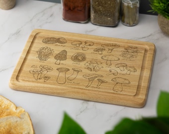 Pilze Gravur Holz Schneidebrett Vegan Vegetarisch Servierbrett Weihnachten Haus Einweihung Geburtstagsgeschenk Hochzeit