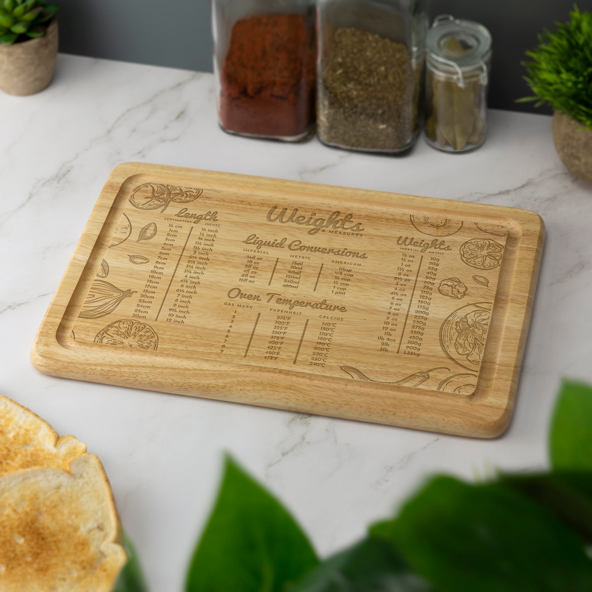 Cooking Conversion Board Measurement Conversion Wooden Board Baker Chef Cook Novelty Gift ...