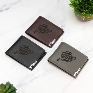 Portefeuille Burger Nürburgring en cuir végétalien, cuir noir marron gris, cadeau portefeuille pour sport automobile pour les amateurs de voitures, cadeau pour lui