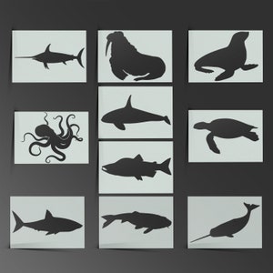 Animal Stencil Fish Whale Shark Dolphin Mylar Sheet Painting Wall Art Craft Airbrush 190 Micron