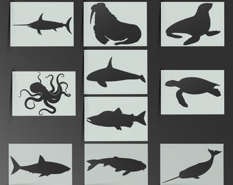 Animal Stencil Fish Whale Shark Dolphin Mylar Sheet Painting Wall Art Craft Airbrush 190 Micron