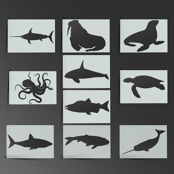 animal stencil fish whale shark dolphin mylar sheet painting etsy denmark