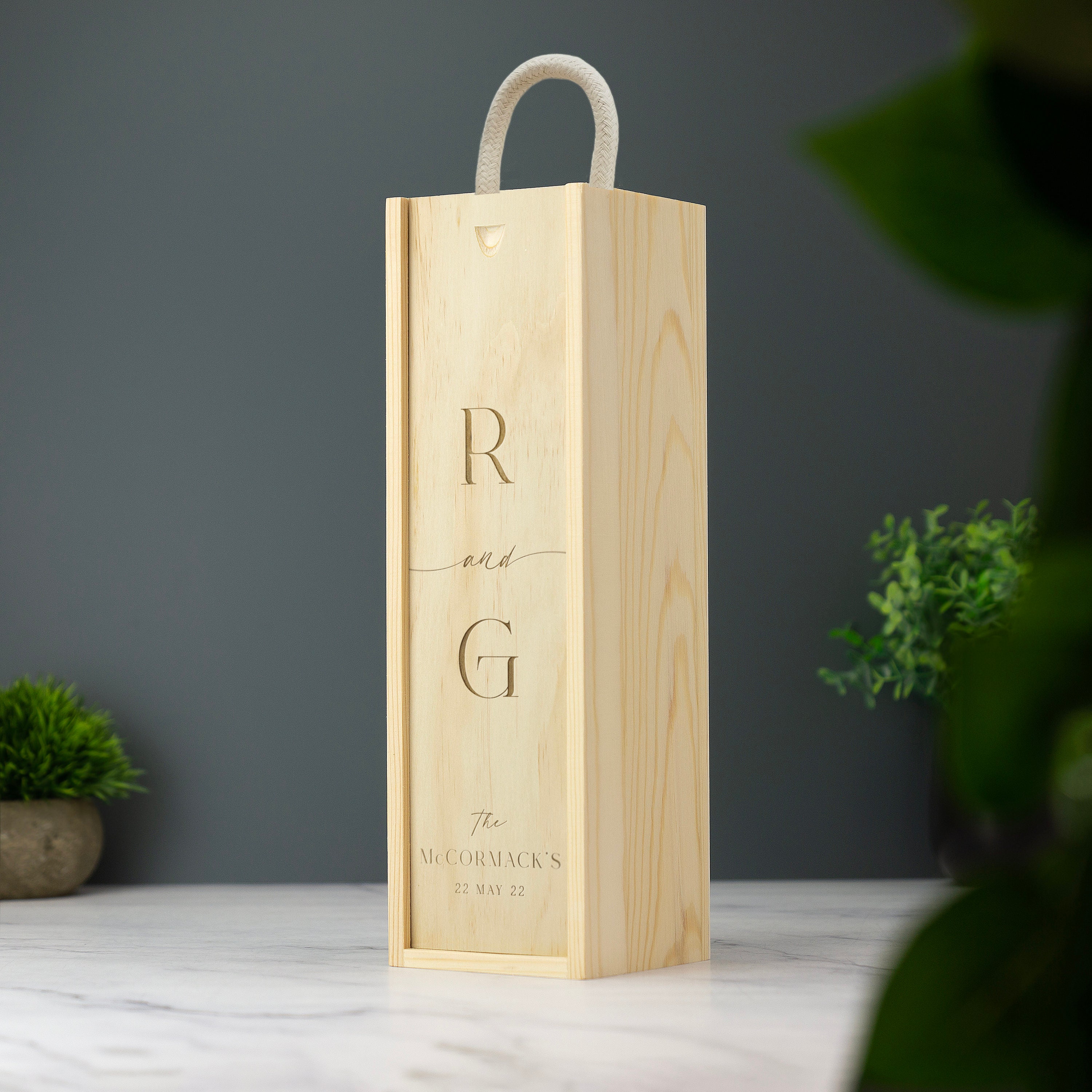 Couple's Initials Wine Box Custom Laser Engraved Gift Birthday Christmas Anniversary Wedding Valentines Engagement Gift Love Present