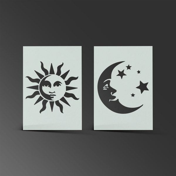 Sun Moon Stars Stencil Mylar Shabby Chic Sheet Painting Wall Art Craft Airbrush 190 Micron