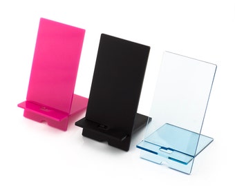 Acrylic Phone Stand, Docking Station, Desktop, iPhone, Samsung, Android, Laser Cut UK, 30 COLOURS to choose from. Birthday Gift, Christmas