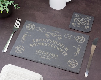 Ouija Board Slate Placemat & Coaster Set Laser Engraved Shabby Chic Spooky Gift Personalised Custom