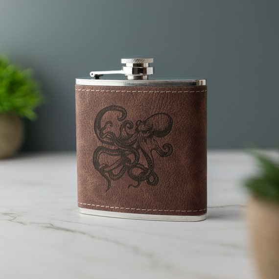 6oz Octopus Leather Flask 6oz Octopus Leather Flask