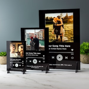 Personalised Song Plaque Playlist Streaming Boyfriend Girlfriend Valentines Music Love Birthday Wedding Christmas Frame Art Decoration image 3