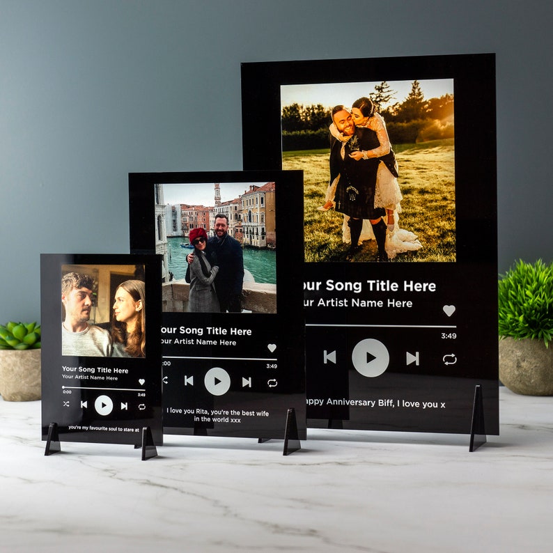 Personalised Song Plaque Playlist Streaming Boyfriend Girlfriend Valentines Music Love Birthday Wedding Christmas Frame Art Decoration image 3