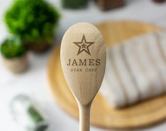 Cucchiaio In Legno Di Faggio Personalizzato Ernestine – Regalo Per Papà, Inciso Con Frase A Scelta – Made In France