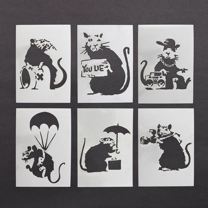 Banksy Rat Schablone Mylar Sheet Painting Wall Art Craft Airbrush 190 Micron Bild 1