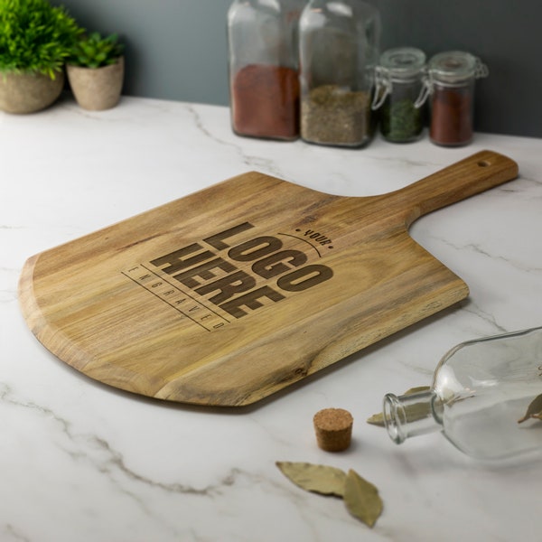 Personalised Pizza Peel Logo Pizzeria Serving Pizza Paddle Chopping Pizza Board Laser Engraved UK Birthday Christmas Wedding Housewarming