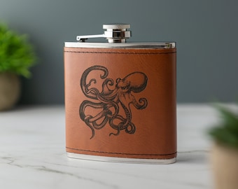 6oz Octopus Leather Flask 6oz Octopus Leather Flask