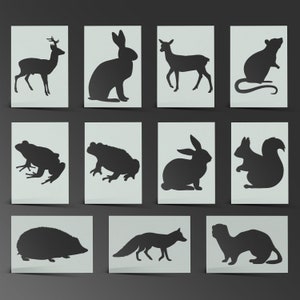 Animal Stencil Woodland Part 2 Fox Badger Deer Squirrel Mylar Sheet Painting Wall Art Craft Airbrush 190 Micron