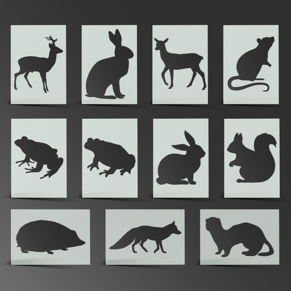 Animal Stencil Woodland Part 1 Fox Badger Deer Squirrel Mylar Sheet Painting Wall Art Craft Airbrush 190 Micron