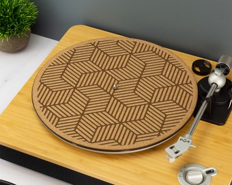 Geometrische Kubus Platenspeler Slip Mat Draaitafel DJ Slip Mat Laser Gegraveerd