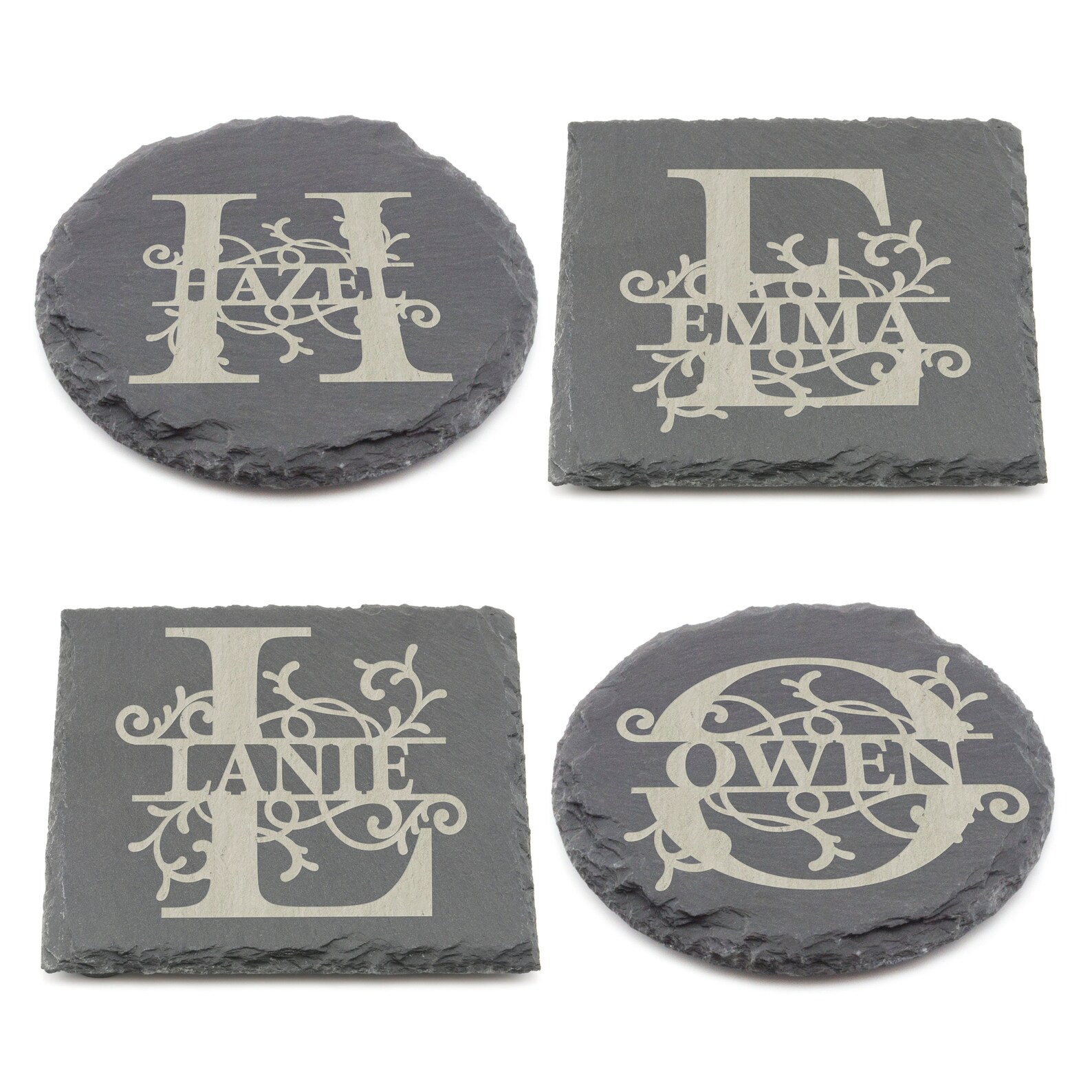 Slate Coaster Personalised Name and Initial Letter Laser - Etsy
