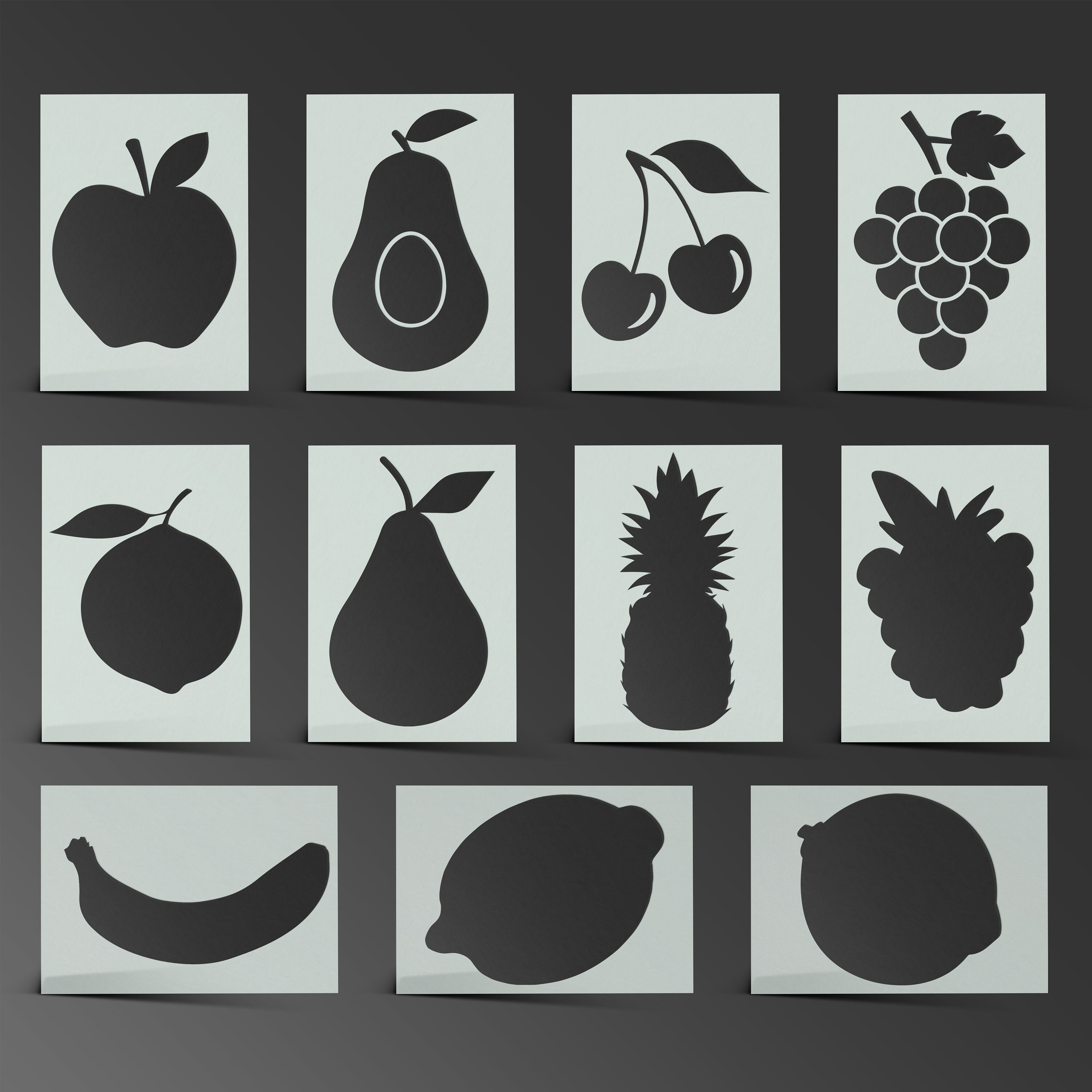 Fruit Stencil Strawberry Apple Mylar Sheet Painting Wall Art Etsy UK