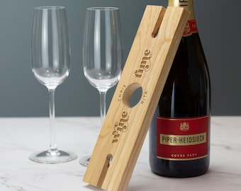Wood Wine Glass Butler Caddy Laser Engraved Gift Personalised Wine Glass Holder Birthday Christmas Anniversary