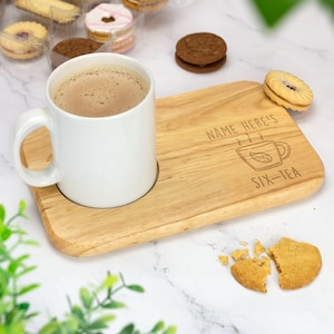 Six Tea Wooden Tea & Biscuit Serving Board Gift 60th Birthday Gift