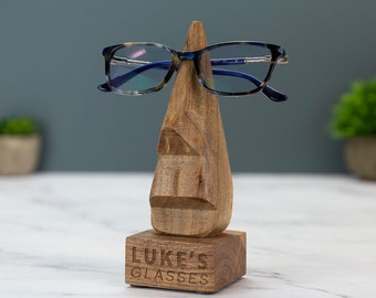 Personalised Wooden Glasses Stand Laser Engraved UK Fathers Day Birthday Christmas Valentines Gift