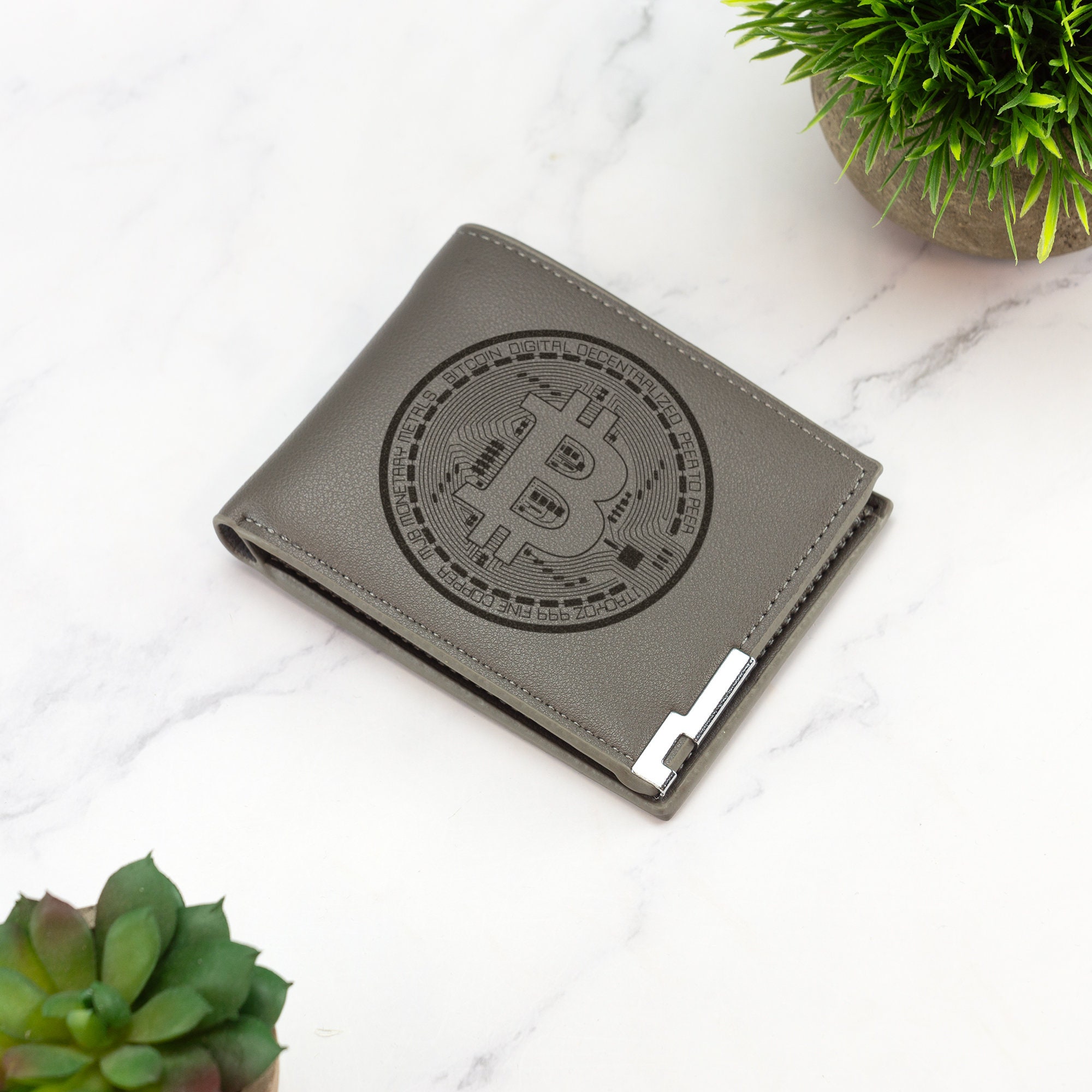Ledger Criptovaluta Wallet Fisico Criptovalute Bitcoin Wallet Vegan Leather  Black Brown Grey Leather Digital Currency Wallet