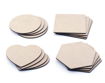 10 x Wooden MDF Coaster Blanks Craft Painting 100mm Circle Square Polygon Laser Cut 10cm