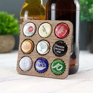 Wooden Bottle Cap Coaster Gift for him Husband Dad Father Present