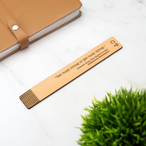 Personalised Leather Bookmark With Custom Quote & Initials Laser Cut Handmade Gift Birthday Christmas Anniversary Cream