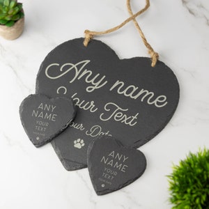 Personalised Heart Pet Memorial Plaque Grave Slate Marker Custom Headstone Funeral Remembrance