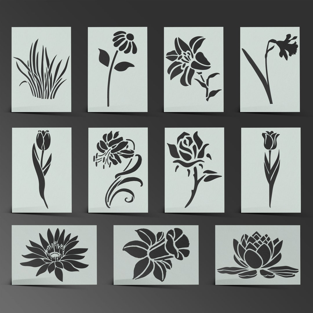 Flower Stencil Rose Lilly Daffodil Mylar Sheet Painting Wall Art Craft ...