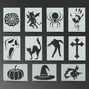 Pochoir d'Halloween, horreur effrayante, peinture sur feuille de mylar, art mural, aérographe artisanal, 190 microns, partie 1