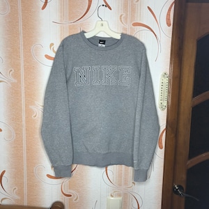 Men's Nike Vintage 00s Retro Gray Big Swoosh Logo Sweatshirt Size L