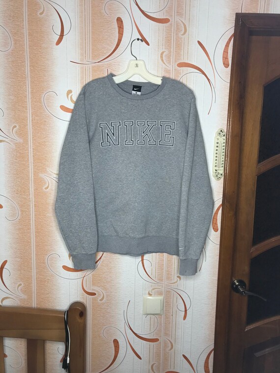 Men's Nike Vintage 00s Retro Gray Big Swoosh Logo Sweatshirt