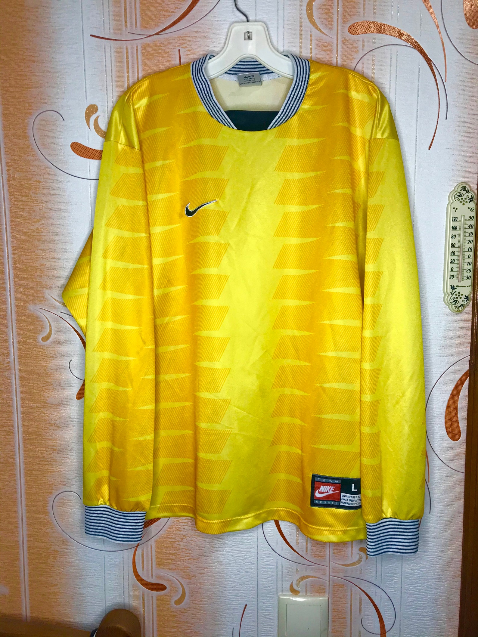 Vintage NIKE Sweatshirt Jumper Long Sleeve V Neck Yellow Color | Etsy