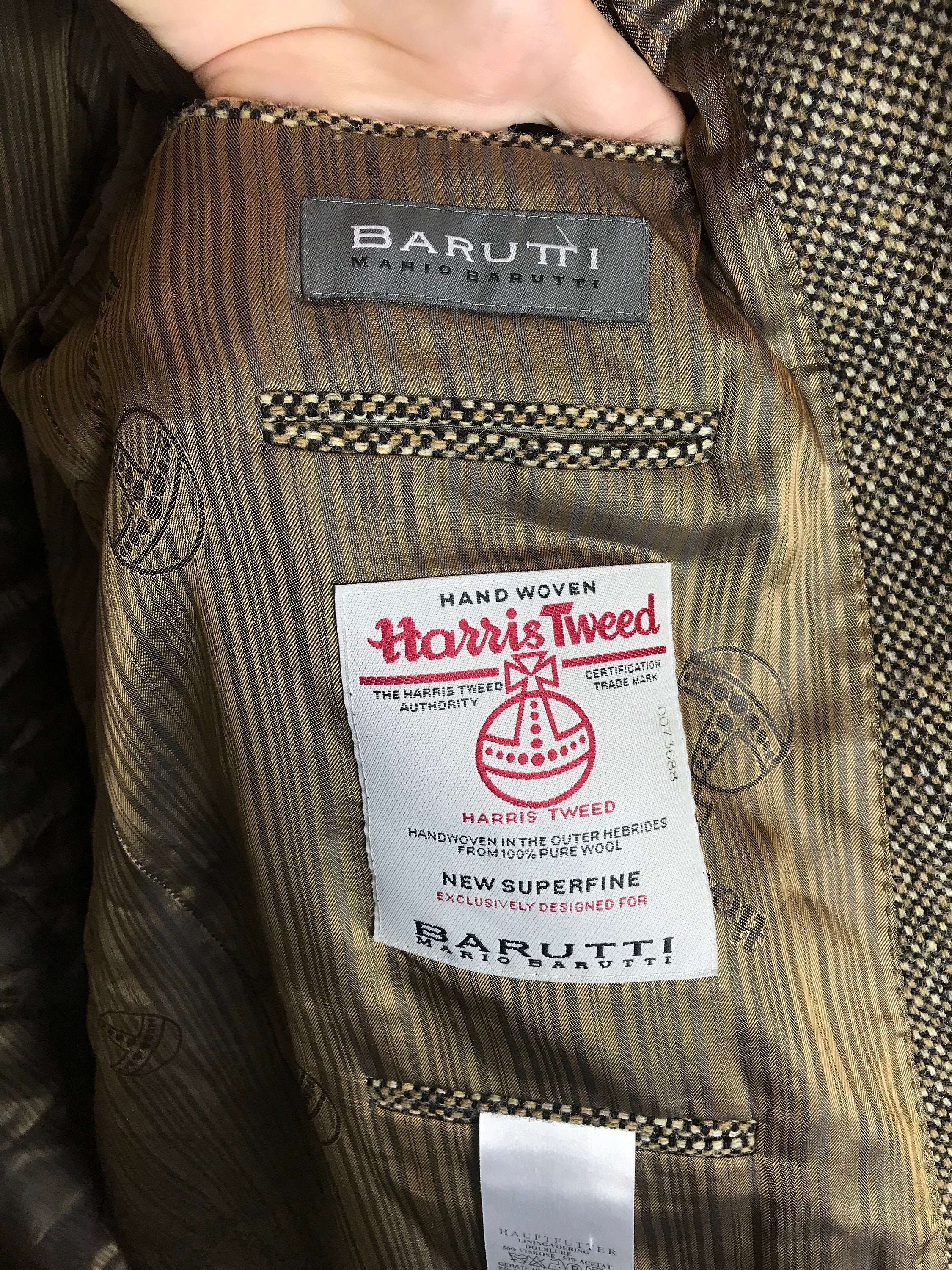 Blazer Harris Tweed Mario Barutti Pour Homme - Taille 44S, Laine à Carreaux