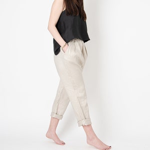 Linen Harem Pants/Linen Trousers/Loose Linen Pants/Drop Crotch Pants/Linen Crop Pants/Linen Summer Pants/Slow Fashion/Eco Pants/FC1087