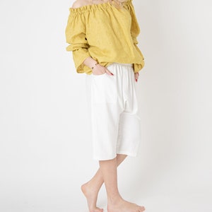 Linen Pants Women/Drop Crotch Pants/Linen Crop Pants/Linen Yoga Pants/Linen Summer Pants/Linen Harem Pants/Slow Fashion Pants/FC1089