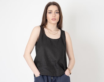 Linen Tank Top Women/Linen Basic Top/Linen Tank Top/Casual Blouse/Sleeveless Linen Top/Linen Blouse/Linen Peasant Top/Eco Tank Top/FC1121