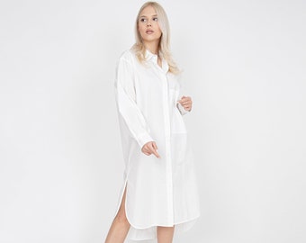 Oversized Shirt Dress/Cute White Dress/Cotton Shirt Dress/Oversized White Shirt/Beach Dress/Long Shirt Dress/Summer Shirt Dress/FC1188