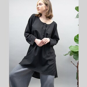 Black Linen Shirt,Handmade Black Shirt,Summer Shirt,Zero Waste Shirt,Eco Black Shirt,Casual Shirt,Linen Handmade Black Shirt,FC1068