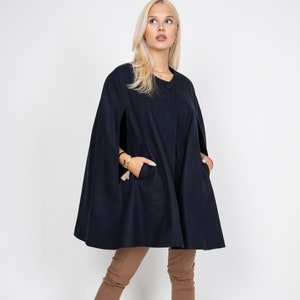 Winter Cape Coat/Wool Cape Coat/Cashmere Coat/Warm Cape Coat/Fashionable Cape/Slow Fashion Cape Coat/Black Cashmere Jacket/FC2113