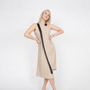 Linen Apron Dress/Linen Summer Dress/Flax Dress/Linen Pinafore Dress/Eco Dress/Slow Fashion Dress/Sleeveless Linen Dress/Wrap Dress/FC1067