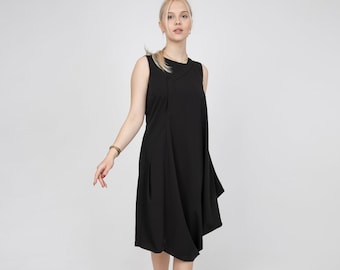 Draped Dress/Tunic Dress/Asymmetrical Dress/Eco Dress/Casual Dress/Cocktail Dress/Little Black Dress/Sexy Mini Dress/Tank Dress/FC1157