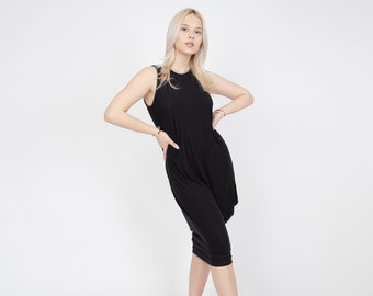 Blouson Dress/Tank Dress/Fit And Flare Dress/Asymmetric Dress/Tunic Dress/Draped Dress/Open Back Tunic/Slow Fashion/Eco Dress/FC1069