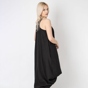Convertible Black Kaftan/Handmade Linen Minimalist Dress/Linen Maxi Dress/Sleeveless Linen Dress/Flax Maxi Dress/Linen Summer Dress/FC1109