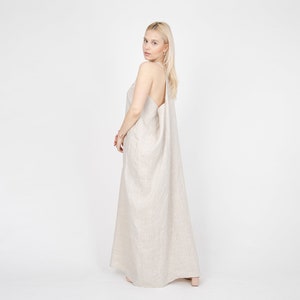 Flax Dress/Open Back Dress/Flax Clothing/Linen Caftan/Linen Wedding Dress/Summer Linen Dress/Flowing Dress/Beach Wedding Dress/FC1142