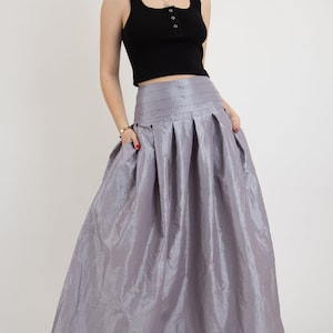 Taffeta Maxi Skirt/Taffeta Skirt/Elegant Long Skirt/Summer Maxi Skirt/Formal Skirt/Flared Skirt/High or Low Waist Skirt/Pleated Skirt/FC2123 image 1