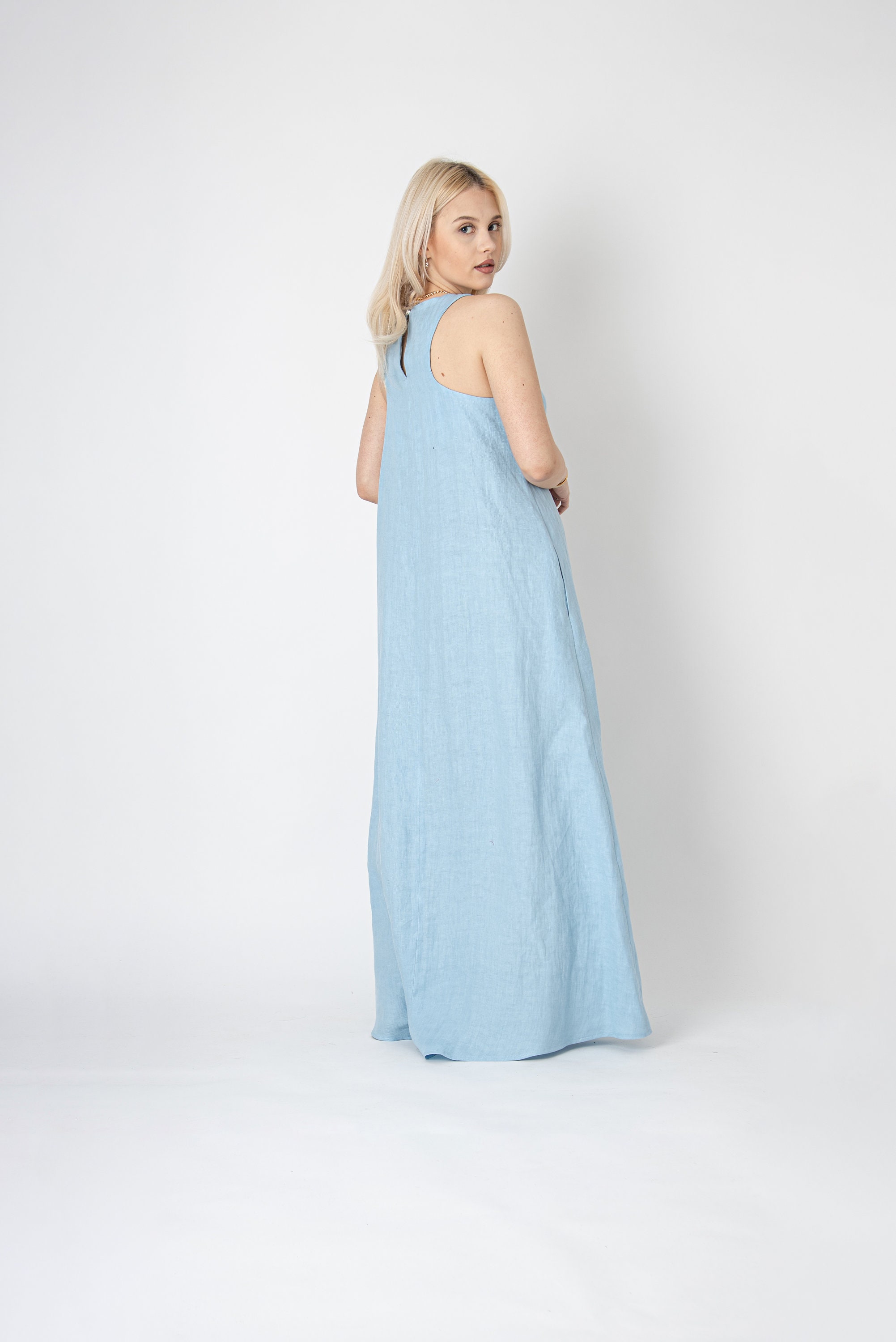 blazer mini dress Reyna Beige Backless Pleated 100% Linen Dress With Sizze:XS season:Autumn