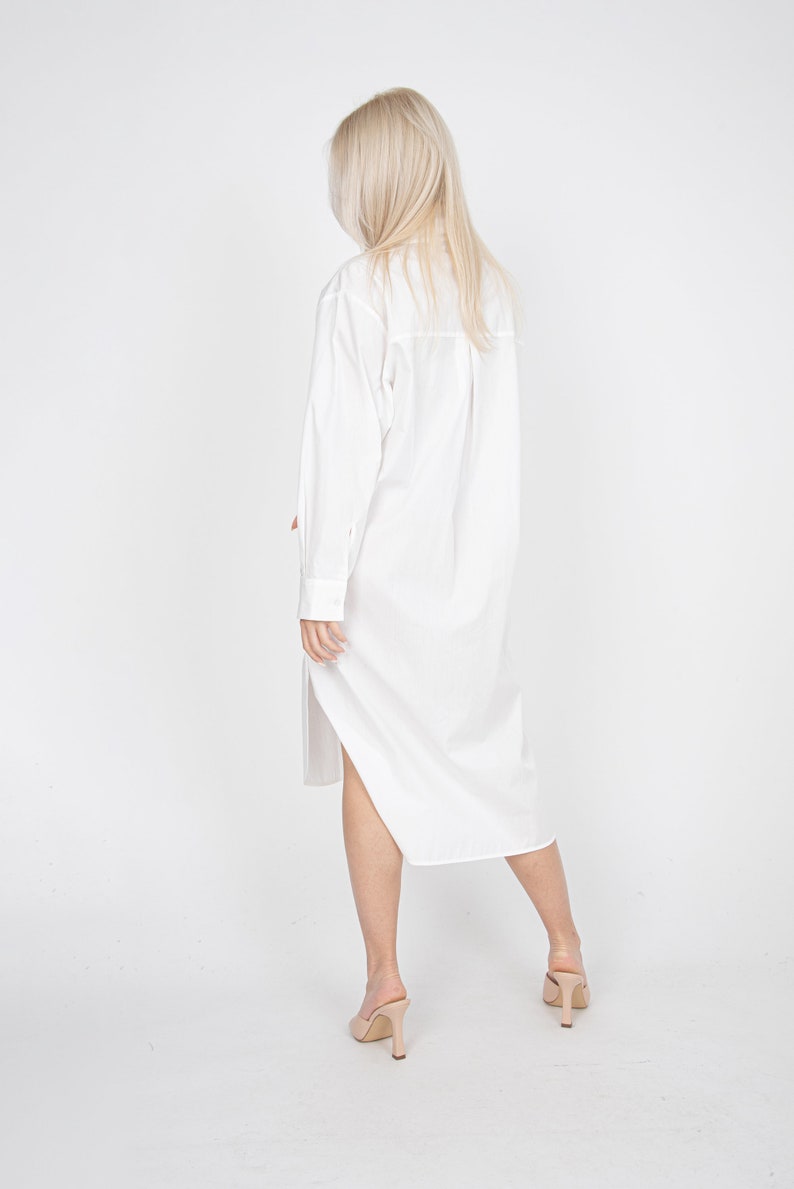 Oversized Shirt Dress/Cute White Dress/Cotton Shirt Dress/Oversized White Shirt/Beach Dress/Long Shirt Dress/Summer Shirt Dress/FC1188 image 4